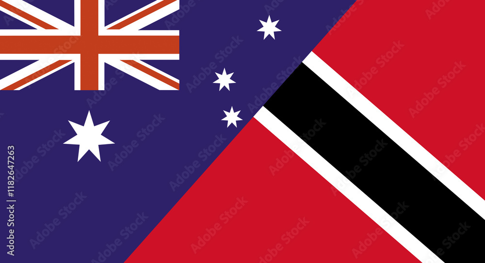 Fototapeta premium Flag of Australia and Trinidad and Tobago. Two Flags Together