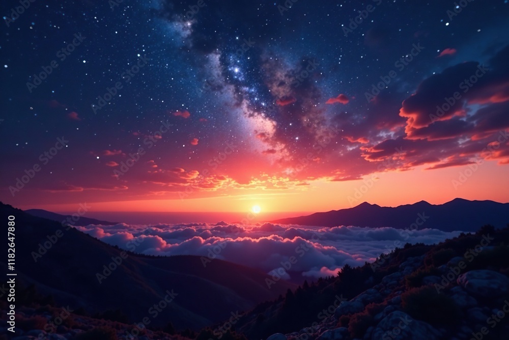 Naklejka premium Shallow depth of field focusing on the starry sky, daybreak, night, sky