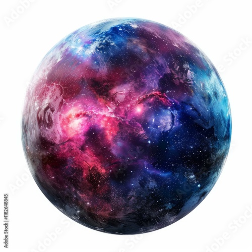 Fototapeta Naklejka Na Ścianę i Meble -  Swirling blue and pink nebula clouds creating a beautiful vibrant atmosphere around a planet