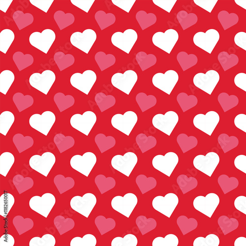 Obraz na płótnie Simple heart shape seamless pattern in diagonal arrangement. Love and romantic theme background. red vector wallpaper. w salonie