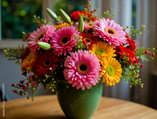 Wallpaper Mural A vase of flowers with orange and pink flowers in it Torontodigital.ca