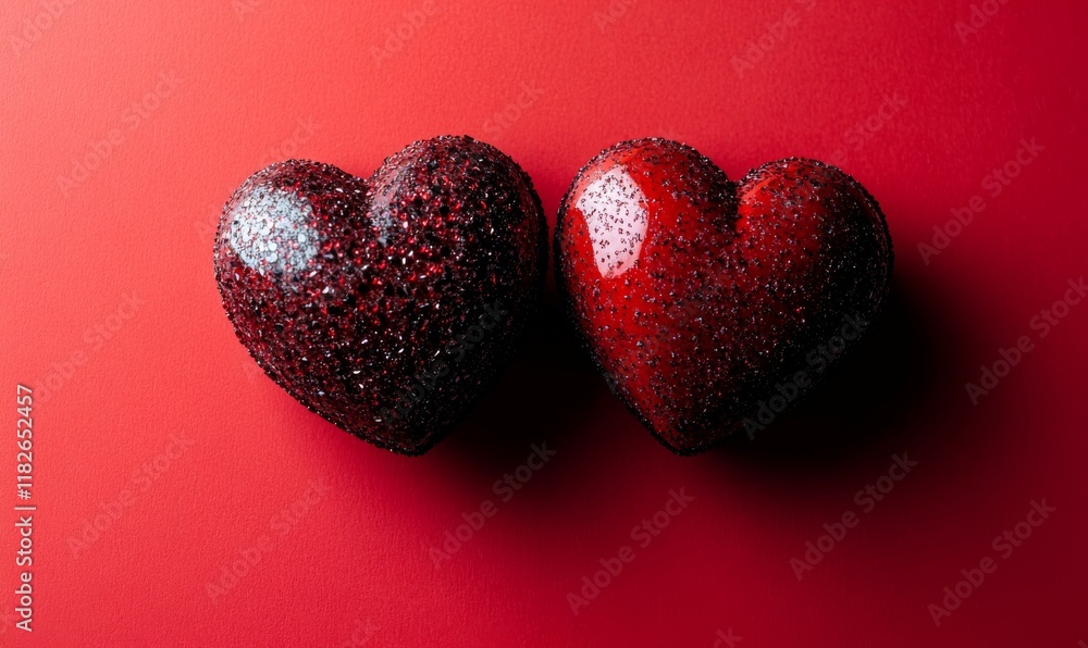 Obraz premium Red hearts against a red background with a heart-shaped frame
