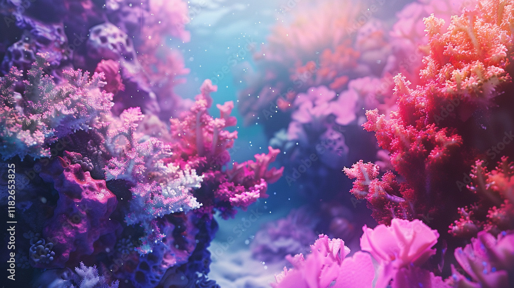 Fototapeta premium A coral reef in decline, its colors fading due to rising water temperatures, illustrates the severe impact of climate change on marine life. The scene calls for immediate conservation efforts