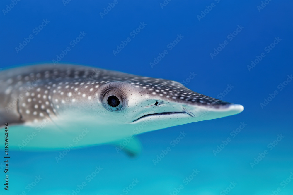 Obraz premium A shark is swimming in the ocean with its mouth open