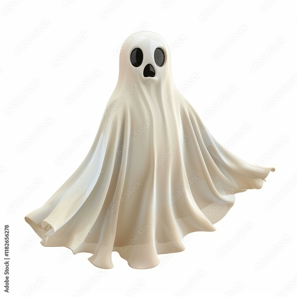 Cute ghost is floating with its mouth open like it's saying boo Cute ghost is floating with its mouth open like it's saying boo