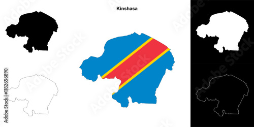 Kinshasa province outline map set