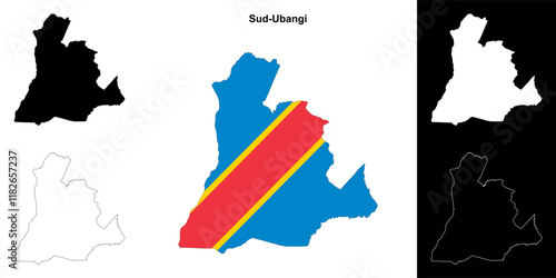 Sud-Ubangi province outline map set