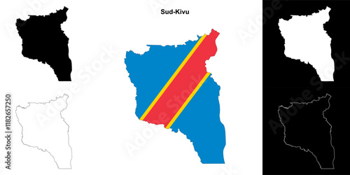 Sud-Kivu province outline map set