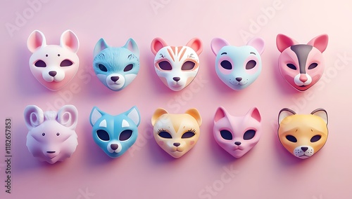 Group of Plastic Animal Heads.

 photo