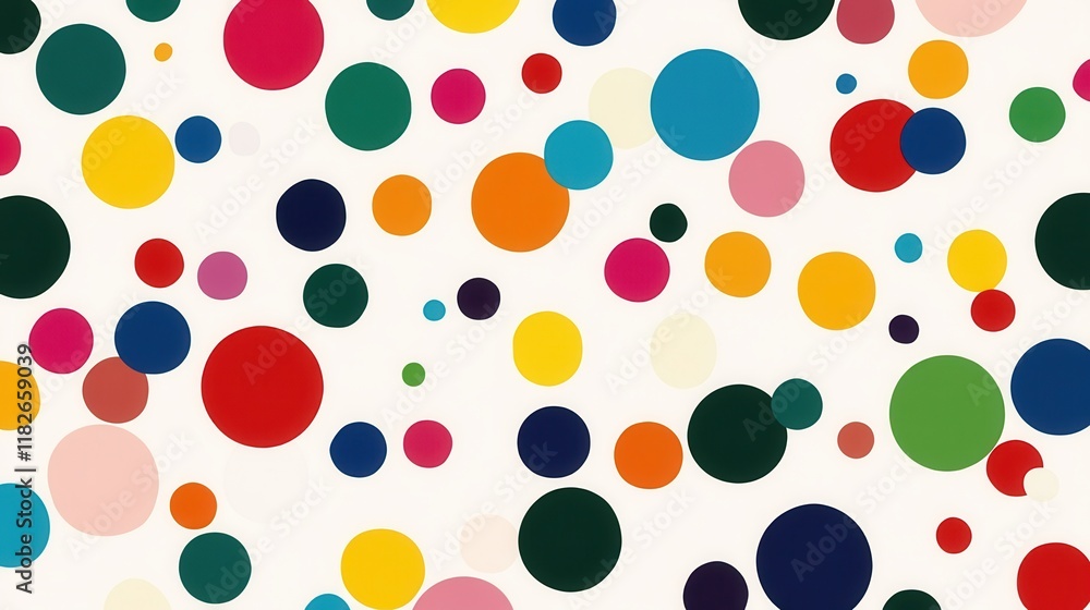 Colorful Abstract Dots on Light Background in Various Sizes and Hues Colorful Abstract Dots on Light Background in Various Sizes and Hues
