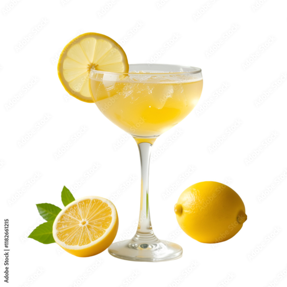 Refreshing Yellow Cocktail in a Coupe Glass Refreshing Yellow Cocktail in a Coupe Glass