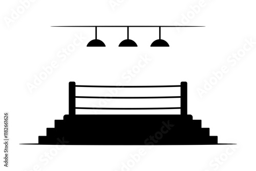 Boxing ring icon. Black silhouette. Front side view. Vector simple flat graphic illustration. Isolated object on white background. Isolate.