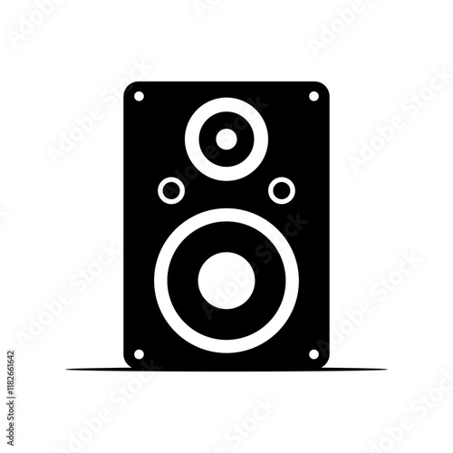 Music sound column. Black silhouette. Vertical front view. Vector simple flat graphic illustration. Isolated object on white background. Isolate.