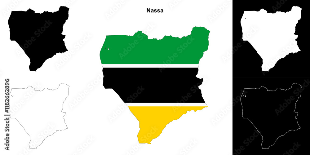 Fototapeta premium Nassa province outline map set