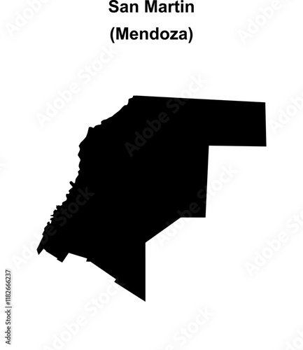 San Martin department (Mendoza) blank outline map