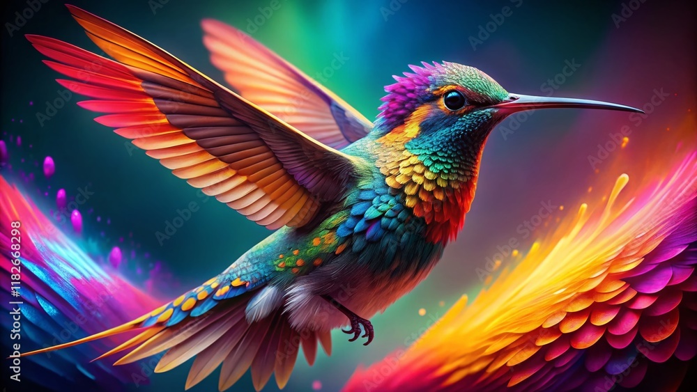 Obraz premium Abstract Colorful Hummingbird Gradient Design - Nature, Freedom, Joy Stock Photo
