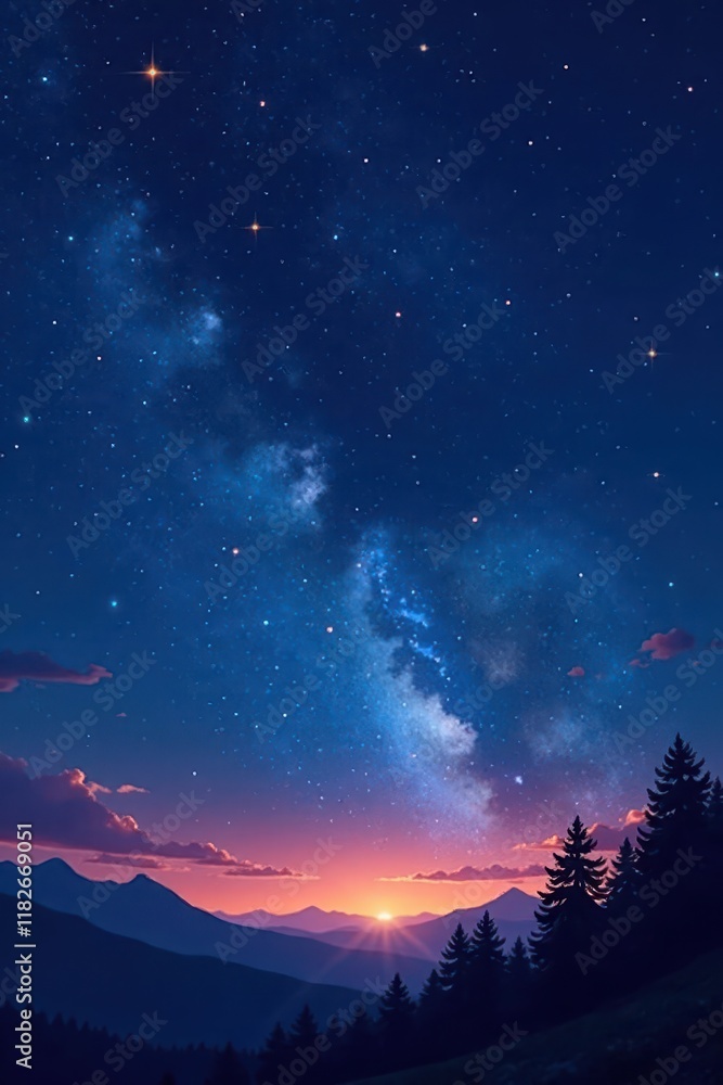 Fototapeta premium Glowing stars and sparks against the deep blue backdrop of a nighttime sky, vibrant display, celestial, sparks