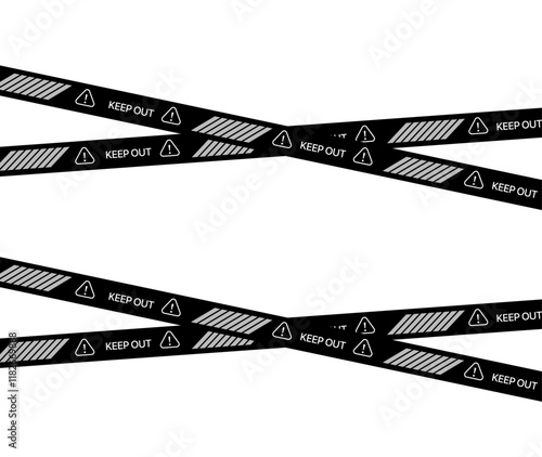 Creative vector illustration of black and white police stripe border. Set of danger caution seamless tapes. Art design line of crime places. Abstract concept graphic element.