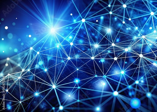 Abstract Digital Network: Cool Blue & White Icy Connections - Stock Photo