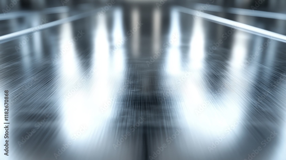 Close-up of a polished steel flat sheet in a large production industry. Polished steel flat sheet industry. Close-up of a polished steel flat sheet in a large production industry. Polished steel flat sheet industry.