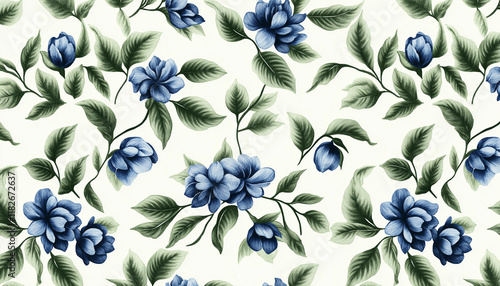 Zarte blaue Blumenmuster auf hellem Hintergrund für elegantes Design

 photo