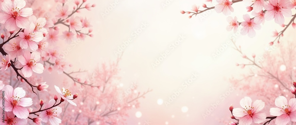 Cherry blossoms with pastel pink background copy space Cherry blossoms with pastel pink background copy space