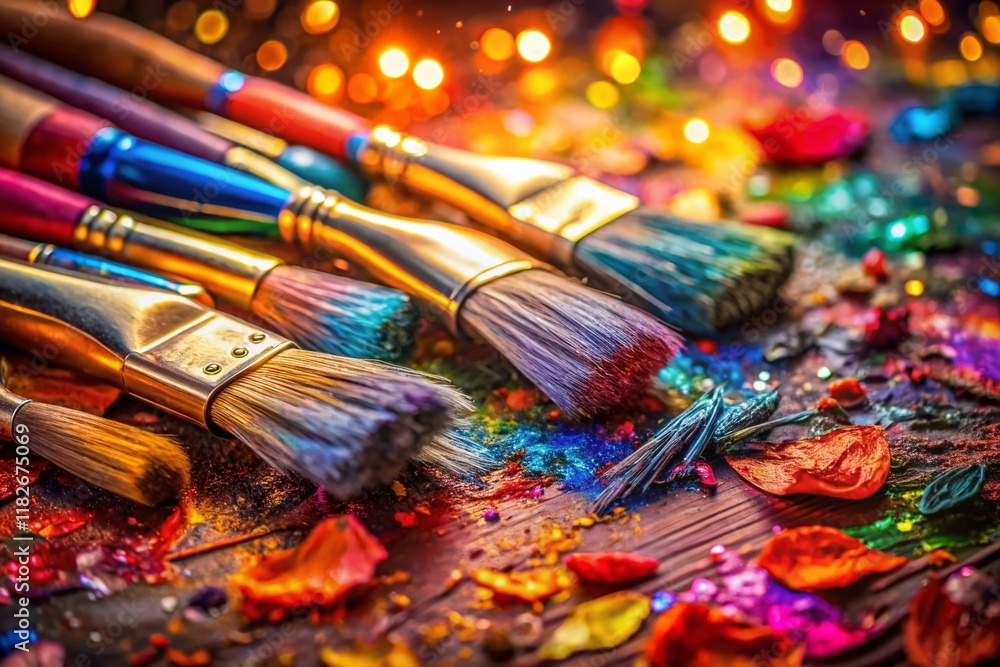 Fototapeta premium Abstract Messy Paint Brush Strokes Texture Background - Artistic Colorful Design