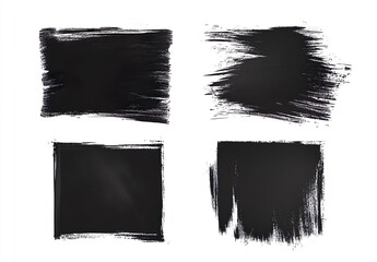 Grunge backgrounds set. Brush black paint ink stroke