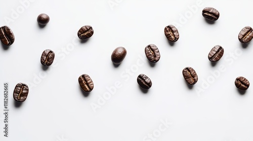 Wallpaper Mural Many roasted coffee beans isolated on white, top view Torontodigital.ca