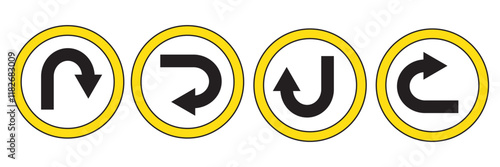 U-turn arrow icon design in flat style.