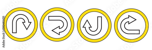 U-turn arrow icon design in flat style.
