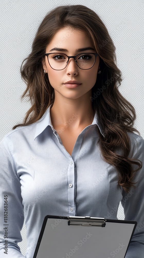 Woman, clipboard, portrait, studio, professional Woman, clipboard, portrait, studio, professional