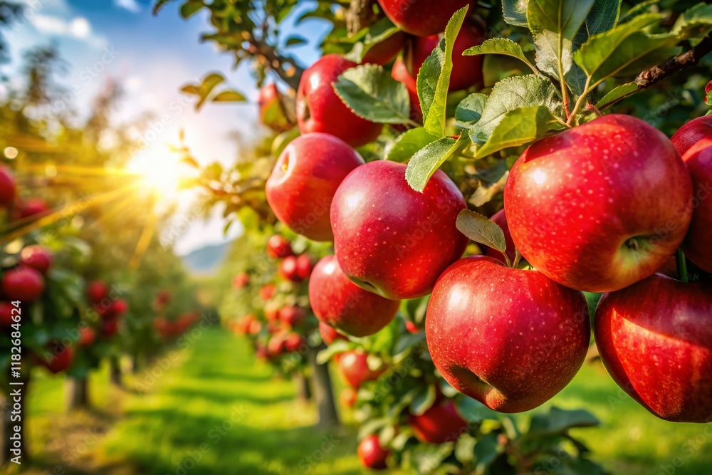 Abundant Red Apple Harvest in Sunny Orchard - High-Resolution Stock Photo Abundant Red Apple Harvest in Sunny Orchard - High-Resolution Stock Photo