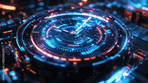 Wallpaper Mural Time checklist hologram. Step into the next era of scheduling with this vector, showcasing a holographic time checklist. Witness the synergy of time tracking and modern technology. Torontodigital.ca