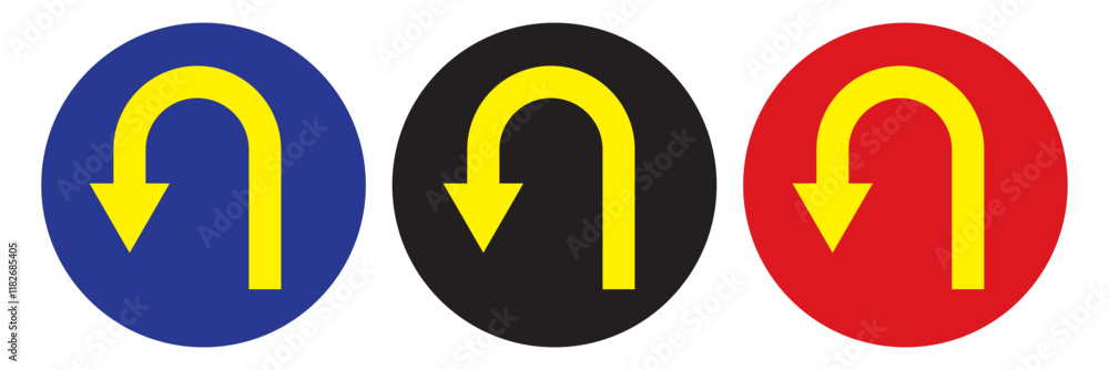 U-turn arrow icon design in flat style. U-turn arrow icon design in flat style.