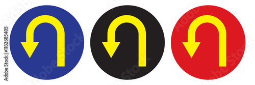 U-turn arrow icon design in flat style.