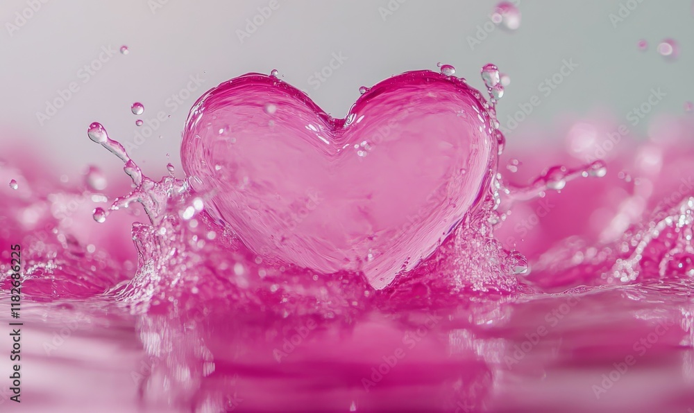 Pink heart shape from water drops Pink heart shape from water drops