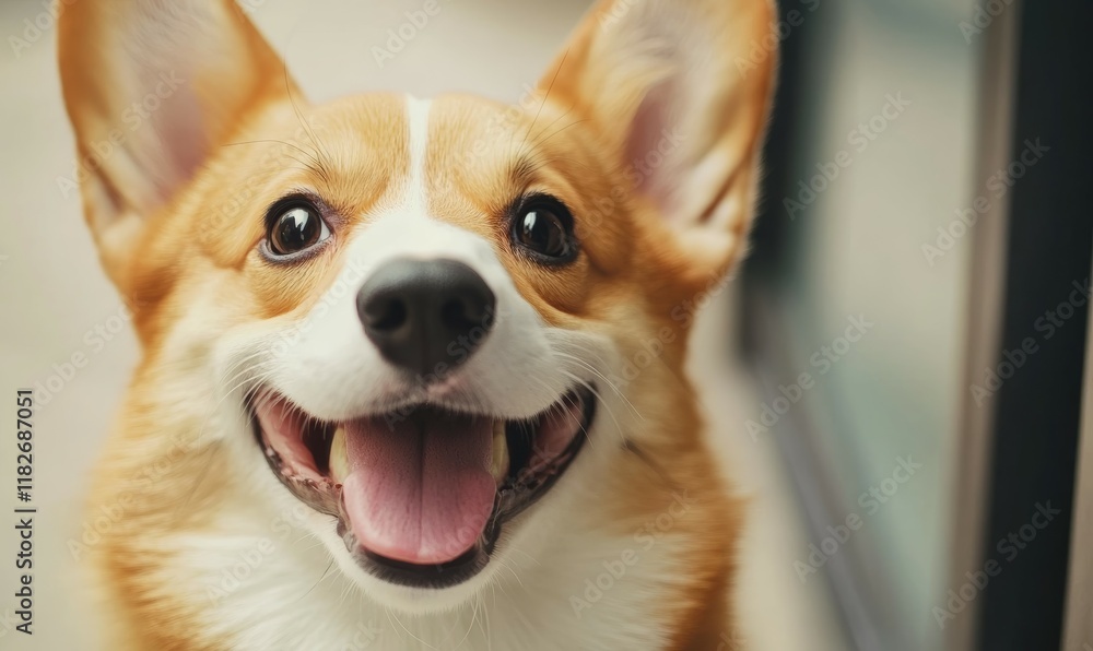 Happy Corgi Awaiting Checkup at Vet Clinic, A Picture of Trust and Animal Healthcare Happy Corgi Awaiting Checkup at Vet Clinic, A Picture of Trust and Animal Healthcare