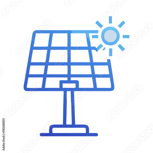 Minimalist Solar Panel With Sun Tracking System In Blue