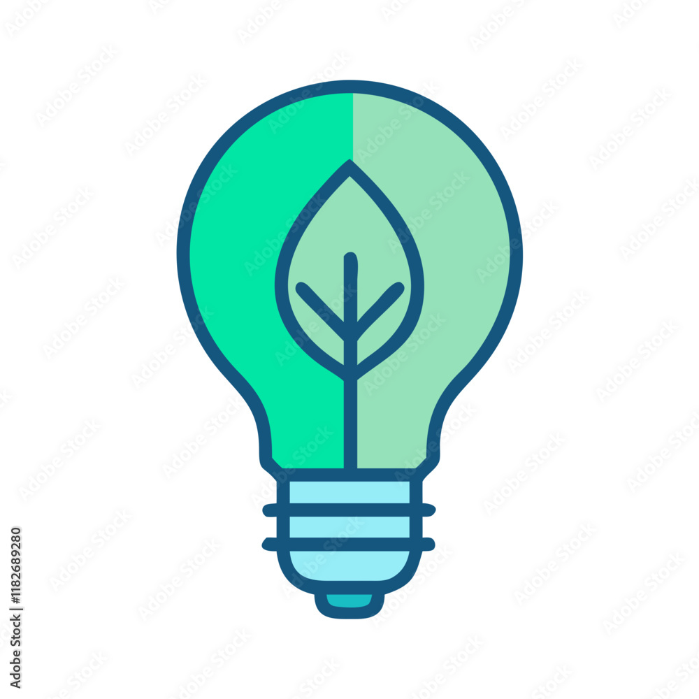 Eco-friendly Light Bulb with Leaf in Teal Design for Environmental Sustainability Eco-friendly Light Bulb with Leaf in Teal Design for Environmental Sustainability