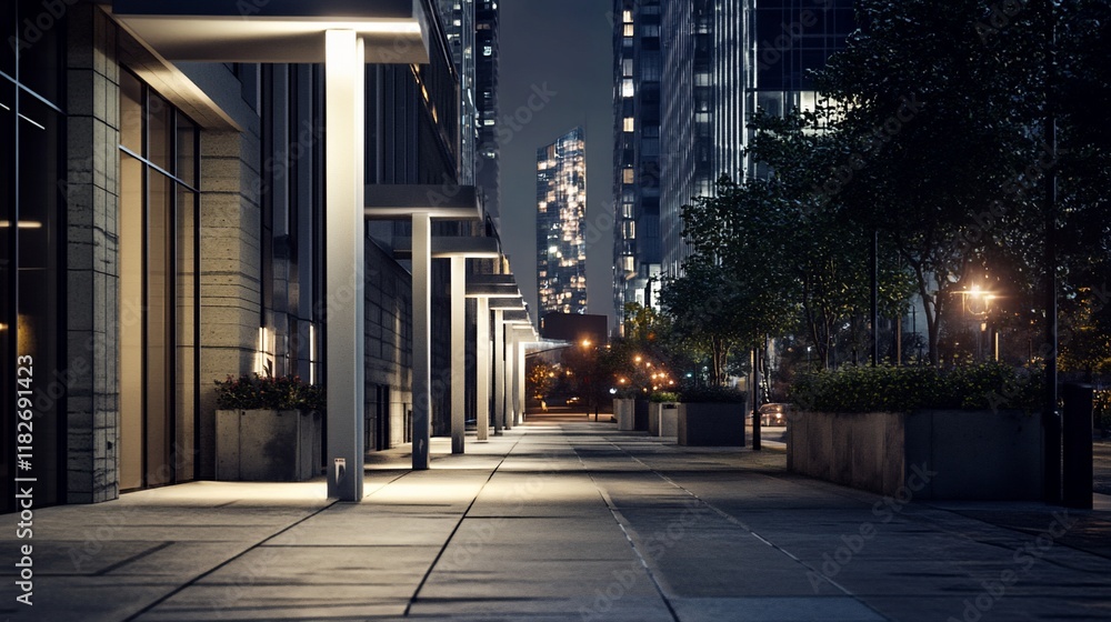 Night cityscape, city street, urban scene at night. Night cityscape, city street, urban scene at night.