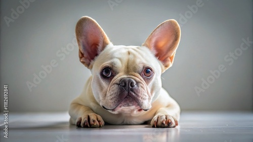 Adorable French Bulldog Puppy Lying Down, Minimalist Pet Photography photo