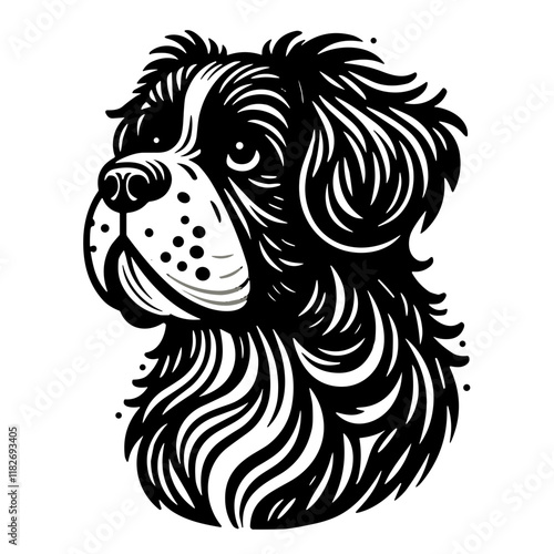 Wallpaper Mural Elegant Saint Bernard Portrait in Whimsical Etched Style Torontodigital.ca