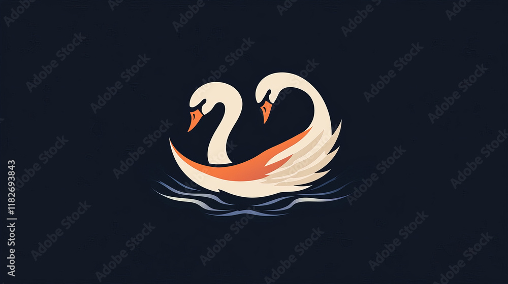 Obraz premium Vector logo Swan. Brand logo in the form of a Swan in the water.