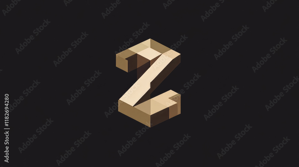 Vector letter Z logo. The logo is the letter Z consists of cubes. Dark brown and beige style Vector letter Z logo. The logo is the letter Z consists of cubes. Dark brown and beige style