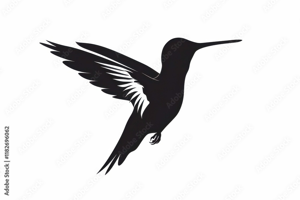 Fototapeta premium Graceful hummingbird silhouette in tranquil light gray ambiance