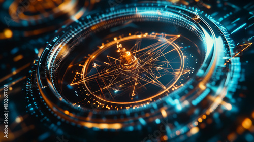 Wallpaper Mural A hologram compass. A compass of polygons, triangles , points, and lines. Compass is a low-poly compound structure. The technology concept. Torontodigital.ca