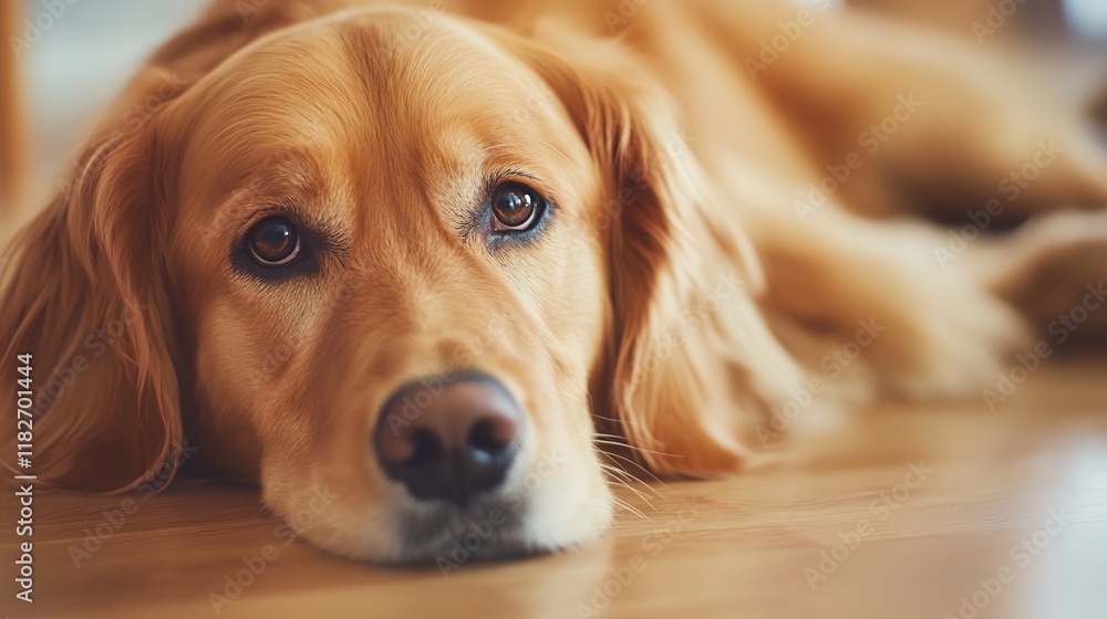 a close up of a dog laying on the floor a close up of a dog laying on the floor