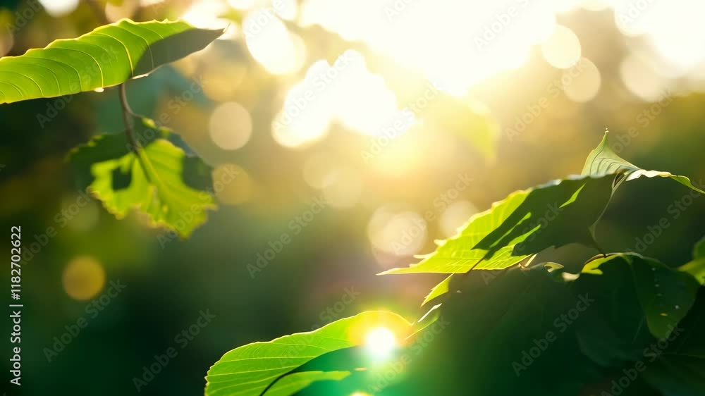 Vibrant Foliage Glowing with Soft Sunlight and Beautiful Bokeh Background Vibrant Foliage Glowing with Soft Sunlight and Beautiful Bokeh Background