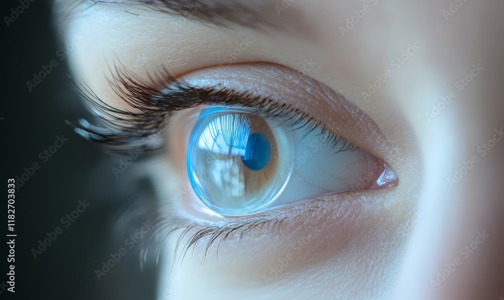 Fototapeta premium Science fiction theme where contact lenses can render invisible objects visible.